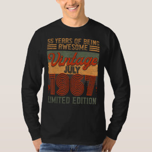 Camiseta Vintage Julho De 1967 55 Aniversário 55 Anos De Aw
