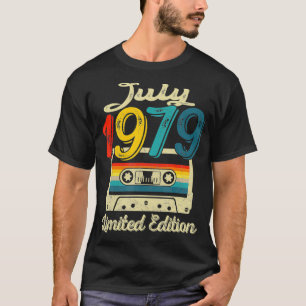 Camiseta Vintage julho de 1979 Cassette Tape 43rd Birthday