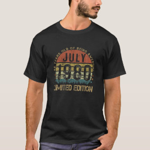 Camiseta Vintage Julho De 1980 42Nd Aniversário Retro 42 An