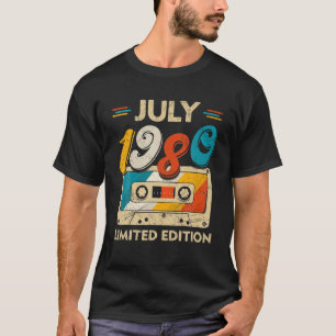Camiseta Vintage julho de 1980 Cassette Tape 41Rua Aniversá
