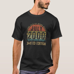 Camiseta Vintage Julho De 2000 22º Aniversário Retro 22 Ano