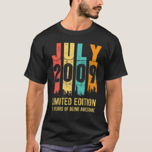 Camiseta Vintage Julho De 2009, 13 Anos 13 Aniversário