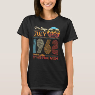 Camiseta Vintage July 1962 60 Years Old 60th Birthday Decor
