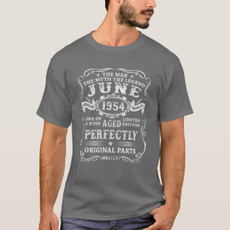 Camiseta Vintage June 1952 70 Aniversário Com Idade Perfeit