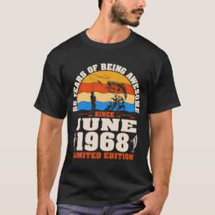 Camiseta Vintage June 1968 55 Year Old Fisheries 55th Birth
