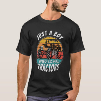 Camiseta Vintage Just A Boy Who Loves Tractors Farm 1
