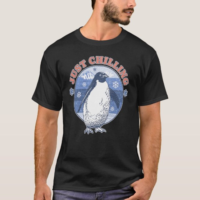 Camiseta Vintage Just Chilling Penguin (Frente)
