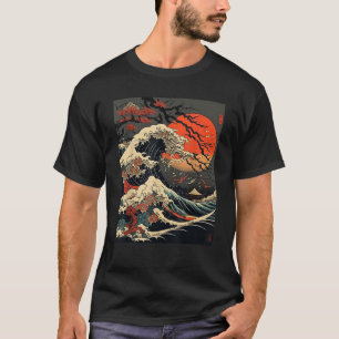 Camiseta vintage Kanagawa Japonês A onda de excelente Cherr