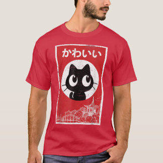 Camiseta Vintage Kawaii Black Cat Ramen Lover Retro Japanes