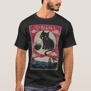 Camiseta Vintage Kawaii Cat Ramen Anima Crianças Japonesas