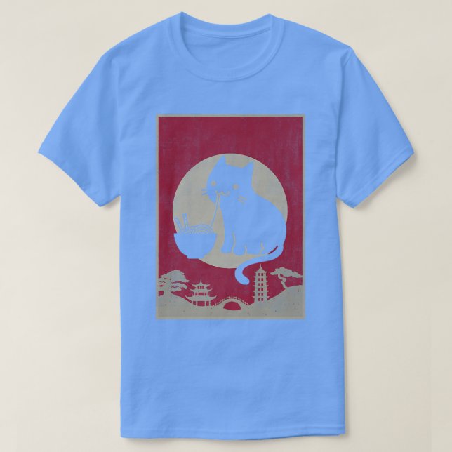 Camiseta Vintage Kawaii Cat Ramen Anime Crianças Presentes  (Frente do Design)