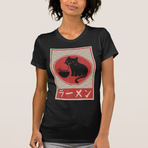 Camiseta Vintage Kawaii Cat Ramen Anime Gift Girls Japonesa