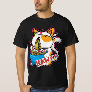 Camiseta vintage kawaii comendo ramen anime retro Japane