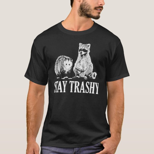 Camiseta Vintage Keep Trashy Possum Raccoon (Frente)