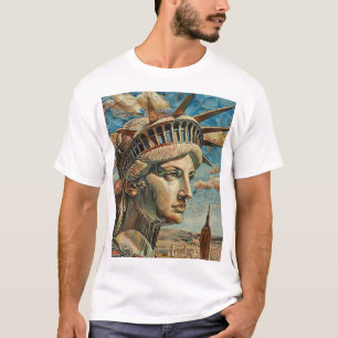 Camiseta Vintage Lady Liberty, Estátua de Pintura da Liberd