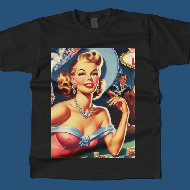 Camiseta Vintage Las Vegas Casino Pin Up (Criador carregado)
