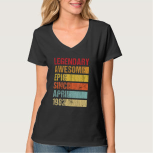 Camiseta Vintage Legendary Awesmic Desde Abril De 1982 Bi