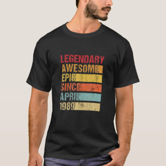 Camiseta Vintage Legendary Awesmic Desde Abril De 1989 Bi
