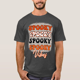 Camiseta Vintage Leopard Spooky Dias de as Bruxas engraçado