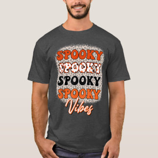 Camiseta Vintage Leopard Spooky Dias de as Bruxas engraçado