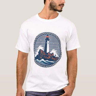 Camiseta Vintage Leuchtturm-Emblem Mit Tauring