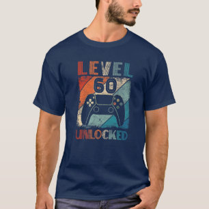 Camiseta Vintage Level 60 Unlocked Video Gamer 60Th Birthda