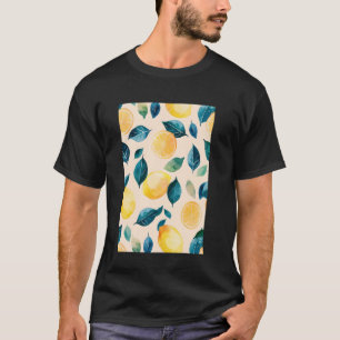 Camiseta Vintage Limon Fruta Padrões Art Watercolor