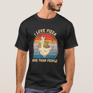 Camiseta Vintage Llama I Love Pizza More than Pessoas Pizza
