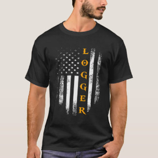 Camiseta Vintage Logger American Usa Flag Carpenter Gift