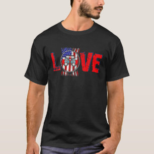 Camiseta Vintage LOVE Orgulhosa Bandeira Americana Opticist