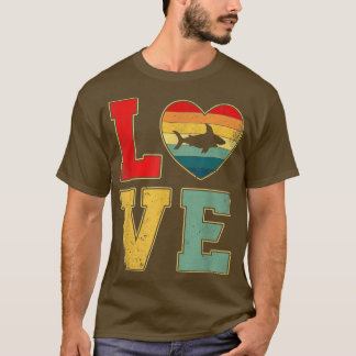 Camiseta Vintage Love Shark Retro 70s 80s Animais do Coraçã