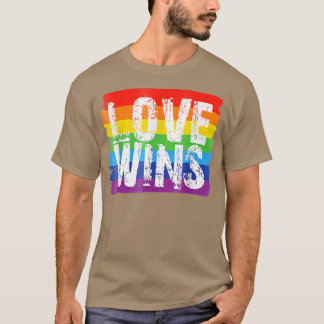Camiseta Vintage Love Win Rainbow Peace Sign Pride Lésbica
