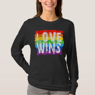 Camiseta Vintage Love Win Rainbow Peace Sign Pride Lésbica