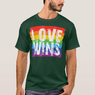 Camiseta Vintage Love Win Rainbow Peace Sign Pride Lésbica