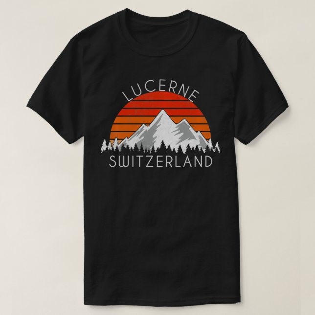 Camiseta Vintage Lucerne Suiça angustiada (Frente do Design)
