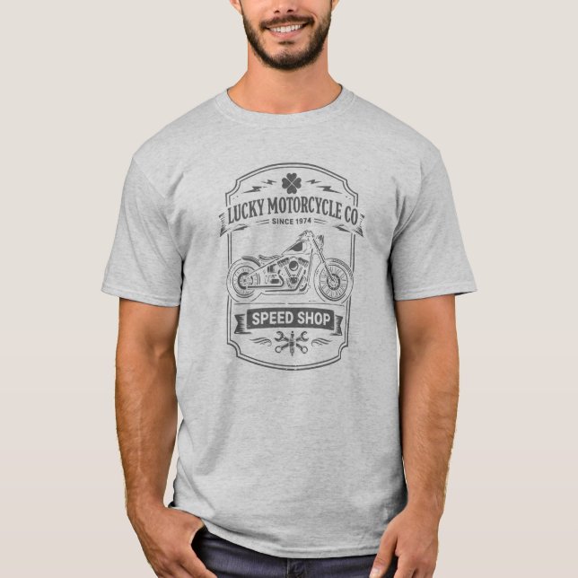 Camiseta Vintage Lucky Motorcycle Co (Frente)