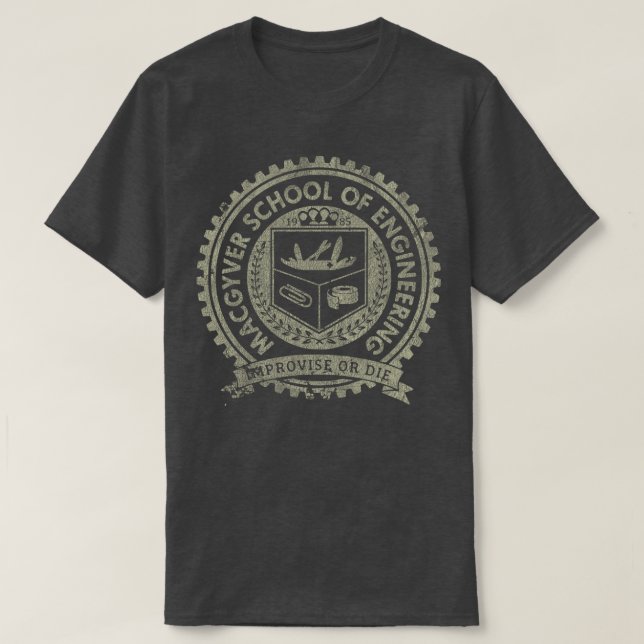 Camiseta VINTAGE - MacGyver School of Engineering (Frente do Design)