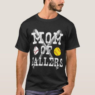 Camiseta Vintage Mãe de Ballers Engraçado Baseball Softball