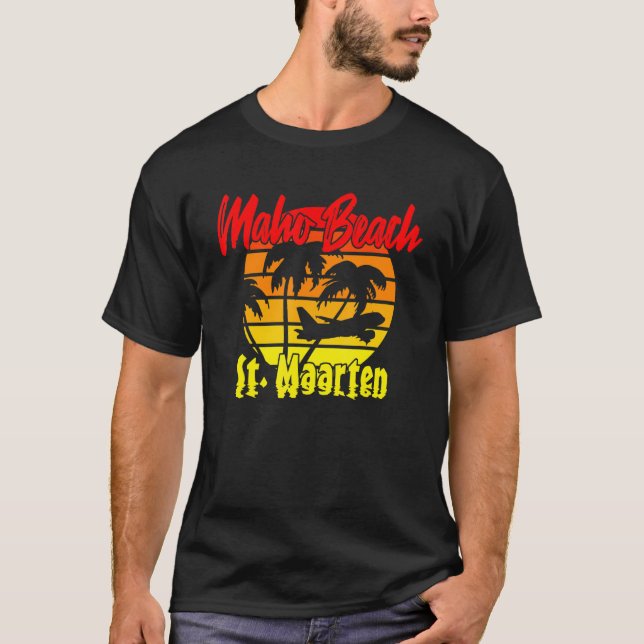 Camiseta Vintage Maho Beach Rua Maarten Sunset (Frente)