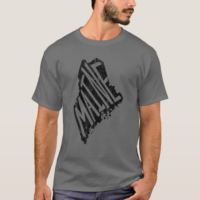 Camiseta Vintage Maine Map Word Design (Frente)