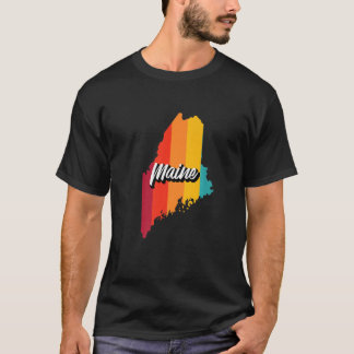Camiseta Vintage Maine Retro 70s Stripes Maine Estados Unid