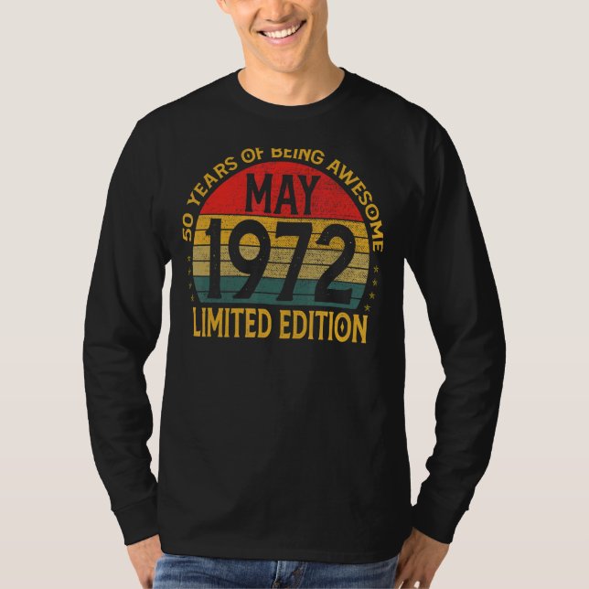 Camiseta Vintage maio de 1972 Aniversário (Frente)