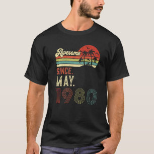 Camiseta Vintage maio de 1980 42º aniversário Retro 42 anos