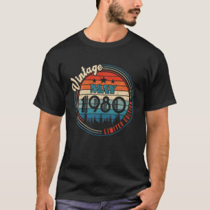 Camiseta Vintage Maio De 1980 Dons De Aniversário De 42 Ano
