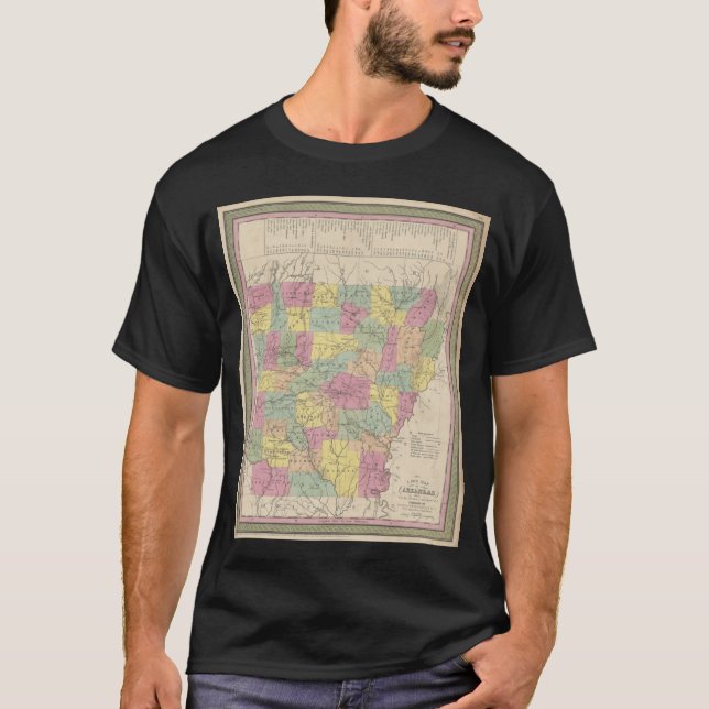 Camiseta Vintage Map of Arkansas 1853 (Frente)