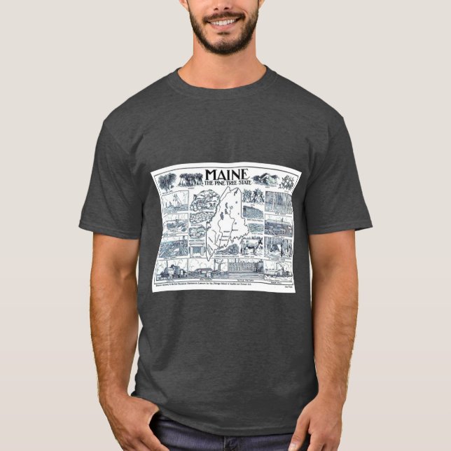 Camiseta Vintage Map of Maine 1912 (Frente)