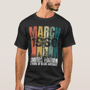 Camiseta Vintage March 1960 Bday Oferece 61 Anos 61Ruas Bi