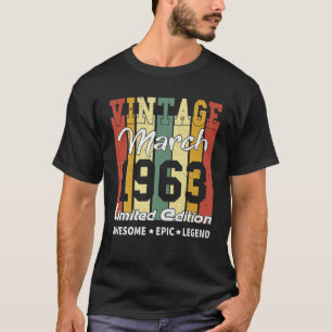 Camiseta Vintage March 1963 Limited Edition Aniversário