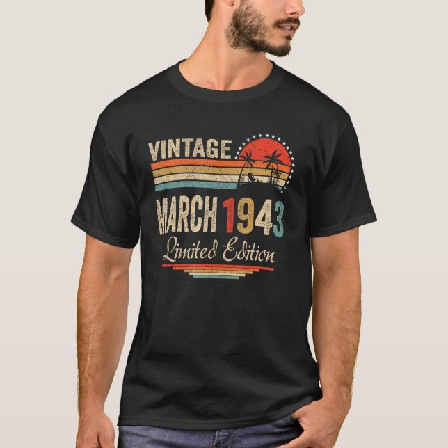 Camiseta Vintage março 1943 79 Anos (Frente)
