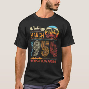 Camiseta Vintage março 1954 68 Anos 68 Anos Aniversário Dec